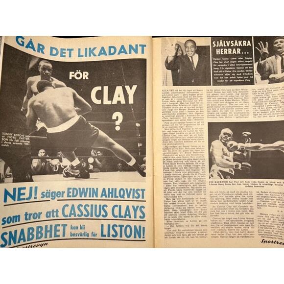 RARE 1963 Swedish Rekord Journal Cassius Clay Magazine Muhammad Ali Liston - Picture 2 of 6